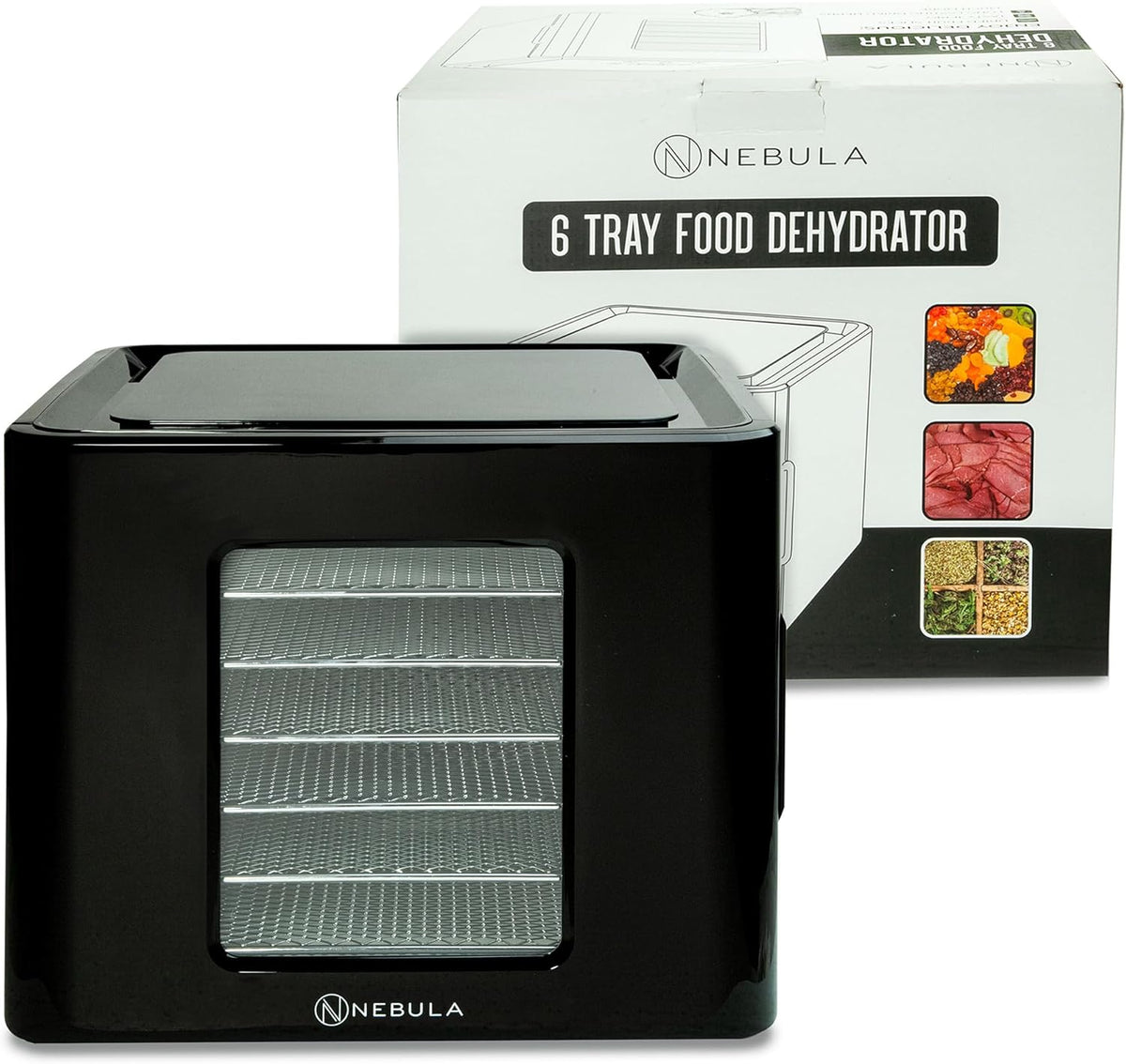 Nebula Lebensmittel Dörrgerät Mit 6 Edelstahlschalen | LED-Touch-Control-Design, Einstellbare Digitale Temperatur 35-70 °C & 48-Stunden-Timer | 400W | Dörrgerät Für Obst, Gemüse, Fleisch Und Mehrw