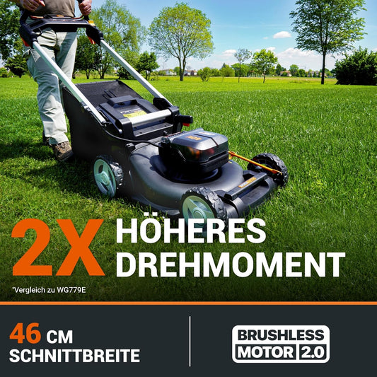 WORX WG749E Akku-Rasenmäher 40V, 46 cm, Radantrieb & Akku-Setf