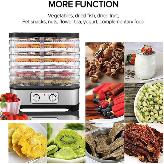 Dehydrator Dehydrator with Temperature Control, 8 Levels Removable Dehydrator, Temperature Control 35-70°C for Meat, Fruits, Vegetables and Nuts, 400 W, Button, BPA-Freew