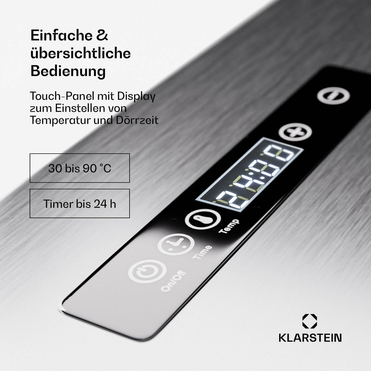 Klarstein Dörrgerät, Dörrautomat für Gemüse, Obst, Pilze & Fleisch, 1500W Edelstahl-Dörrautomat, Trockenautomat mit 16 Metallgitter, Dörrgerät mit 24H Timer & Touch-Display, Food Dehydratorw
