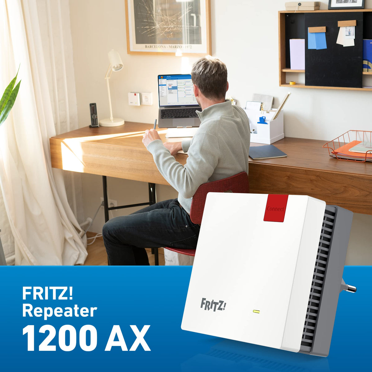 FRITZ!Repeater 1200 AX – Wi-Fi 6 Dualband Repeater mit bis zu 2.400 MBit/sw