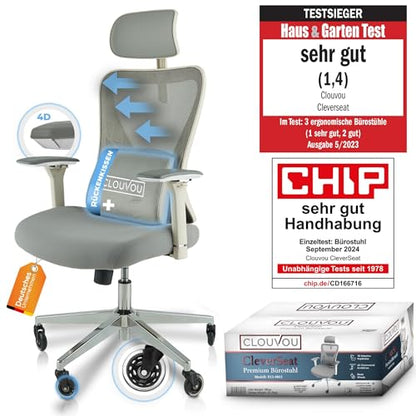 CLOUVOU MasterSeat Ergonomischer Bürostuhl: Testsieger, Individuell Anpassbar, Home Office & Gaming Stuhld