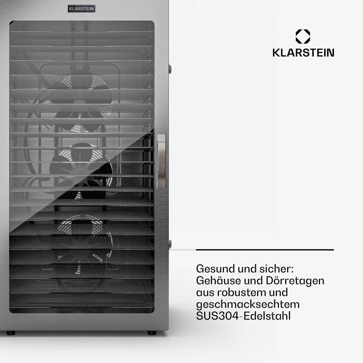 Klarstein Dörrgerät, Dörrautomat für Gemüse, Obst, Pilze & Fleisch, 1500W Edelstahl-Dörrautomat, Trockenautomat mit 16 Metallgitter, Dörrgerät mit 24H Timer & Touch-Display, Food Dehydratorw