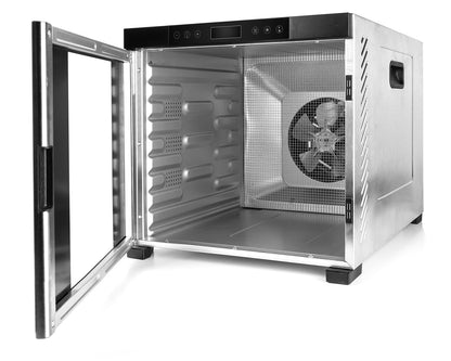 ROMMELSBACHER Dörrautomat DA 1000, XXL-Dörrfläche 1,6 m², inkl. 10 Edelstahl-Dörrtabletts, 2 Dörrgitter, 2 Dörrmatten, LED-Display, 24 Std. Zeitschaltuhr, Temperatur einstellbar (35 °C – 75 °C)w
