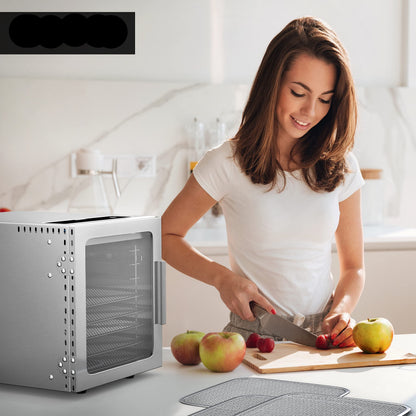 Arendo - Stainless steel dehydrator 8-fold - 500 watts with temperature control - dehydrator for food meat fruits fruit mushrooms - timer up to 24 hours - 8 compartments - GS - dehydratorw