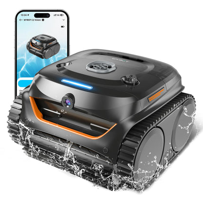 WYBOT C2 Vision AI Kabelloser Poolroboter, Akku, Boden & Wand, Zweischicht-Filter, starke Absaugung, bis 180㎡f
