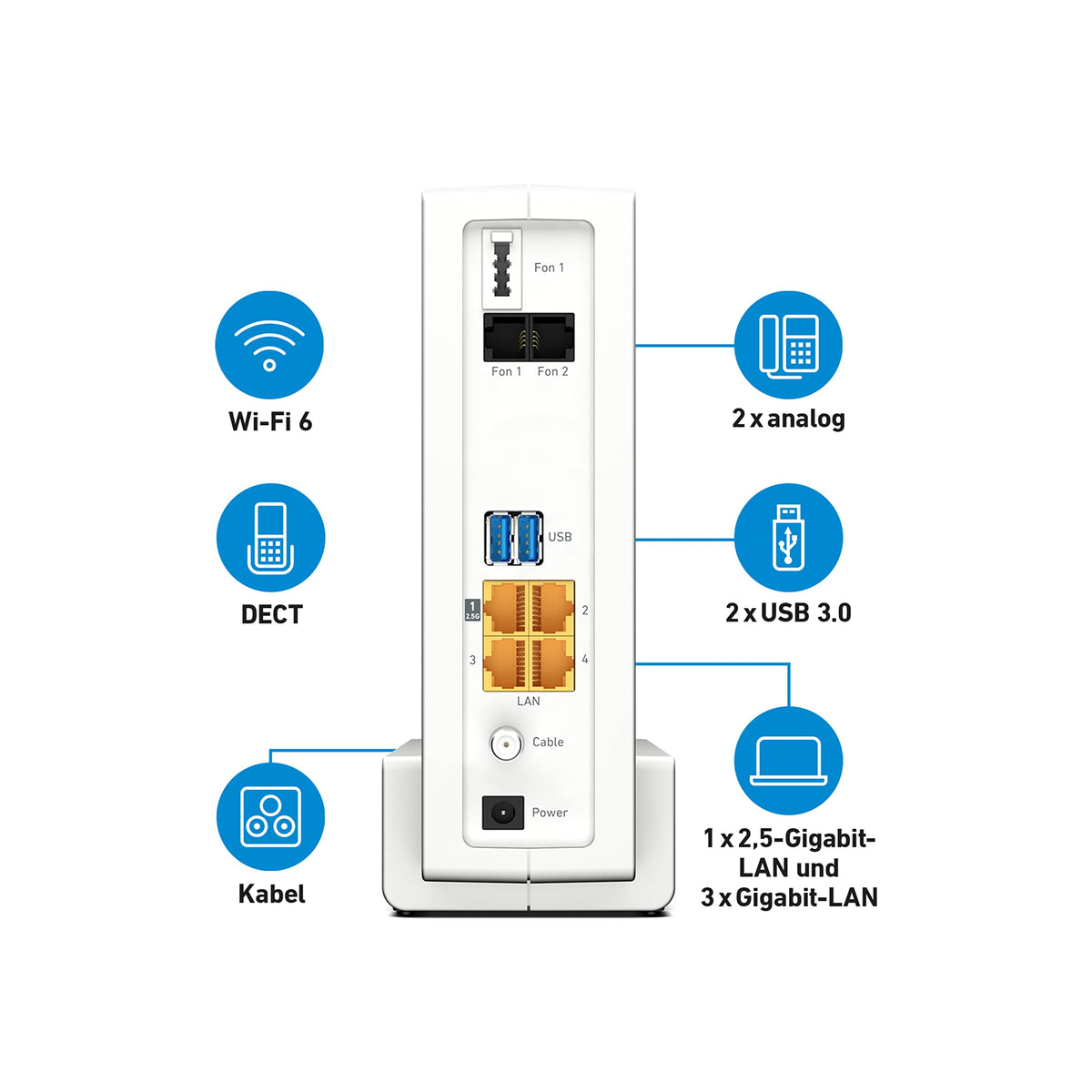 FRITZ!Box 6690 Cable – Wi-Fi 6 Kabelrouter mit DOCSIS 3.1, DECT & USB 3.0w