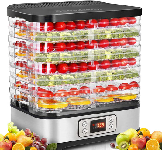 COOCHEER Dörrautomat Dehydrator Dörrapparat mit Temperaturregelung, 8 Etagen abnehmbare Dörrgerät, Temperaturregelung 35-70℃ für Fleisch, Fleisch, Früchte, Gemüse und Nüsse, 400W, BPA-freiw