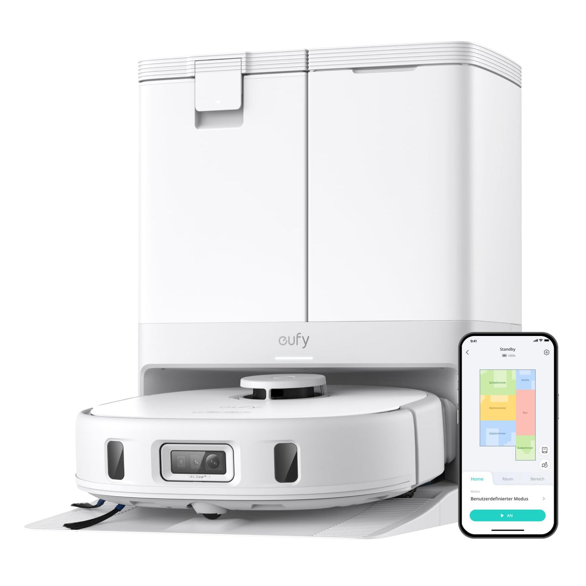 Eufy Omni C20, 7.000Pa, All-in-One-Station, Auto-Entleerung & -Reinigung, 8,5 cm, mit Wischfunktionf