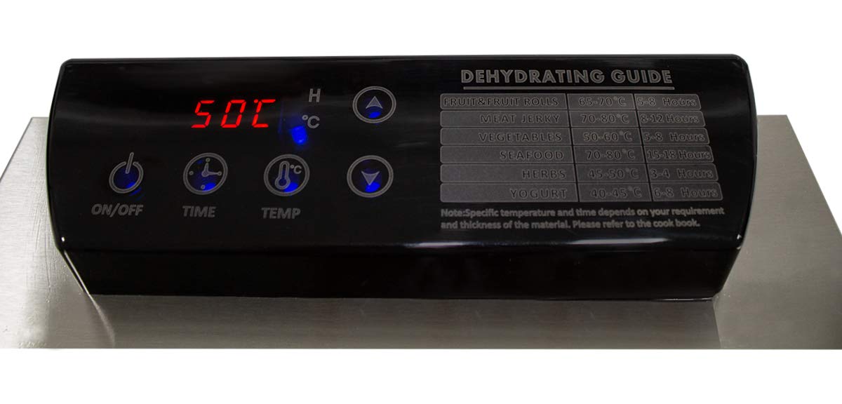 Beeketal 'BDA-15' Dörrautomat aus Edelstahl mit 10 Etagen, Zeitschaltuhr (max. 24h), einstellbarer Temperatur (30-90 °C) und LED Bedienfeld - Profi Gastro Dörrgerät inkl. 10 Einlegegitterw