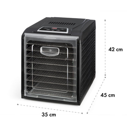 Klarstein Dörrautomat, Dörrgerät, Food Dehydrator, Dörrautomat aus Metall, Dehydrator Food Dryer, 9 Ablagen, 700 Watt, Touch-Display, Timer, Edelstahlheizelement, HotAir Circulation System, Schwarzw