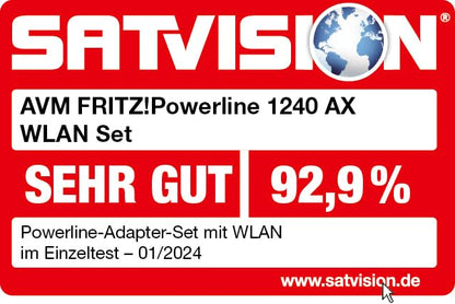 FRITZ!Powerline 1240 AX Set – Wi-Fi 6 Powerline mit WLAN & 1.200 MBit/sw