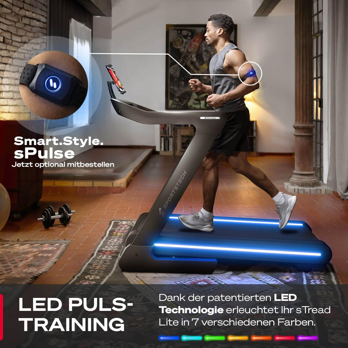 Sportstech sTread Pro/Lite: Klappbares Laufband, 20 km/h, 17 % Steigungl