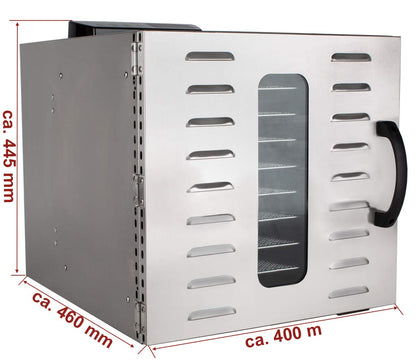 Beeketal 'BDA-15' Dörrautomat aus Edelstahl mit 10 Etagen, Zeitschaltuhr (max. 24h), einstellbarer Temperatur (30-90 °C) und LED Bedienfeld - Profi Gastro Dörrgerät inkl. 10 Einlegegitterw