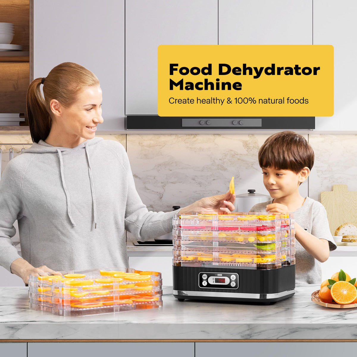 VIVOHOME Dörrautomat mit 8 Einlegefächern 400W BPA frei Dörrgerät mit Temperaturregler von 35°C bis 70°C inkl.72H Timer und Rezept für Fleisch,Obst,Haustier-Leckereienew