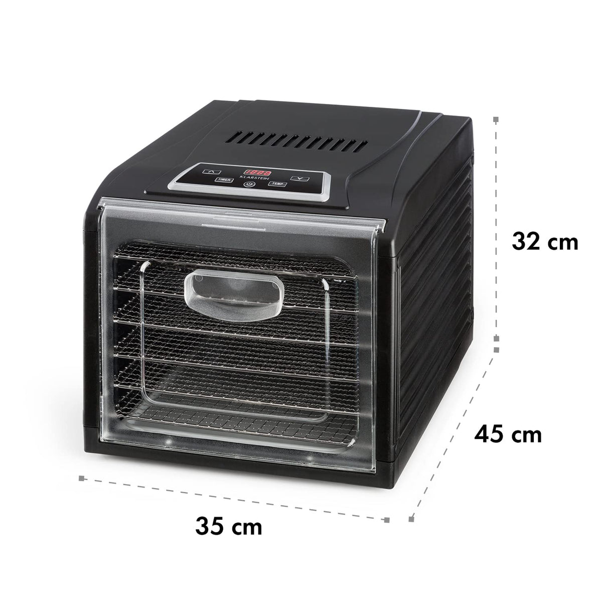 Klarstein Dörrautomat, Dörrgerät, Food Dehydrator, Dörrautomat aus Metall, Dehydrator Food Dryer, 9 Ablagen, 700 Watt, Touch-Display, Timer, Edelstahlheizelement, HotAir Circulation System, Schwarzw