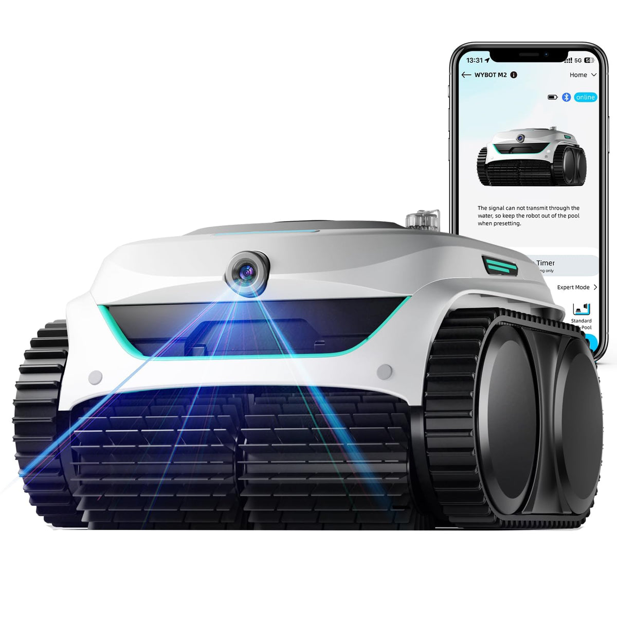 WYBOT C2 Vision AI Kabelloser Poolroboter, Akku, Boden & Wand, Zweischicht-Filter, starke Absaugung, bis 180㎡f