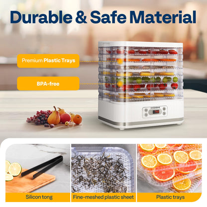 VIVOHOME Dörrautomat mit 8 Einlegefächern 400W BPA frei Dörrgerät mit Temperaturregler von 35°C bis 70°C inkl.72H Timer und Rezept für Fleisch,Obst,Haustier-Leckereienew