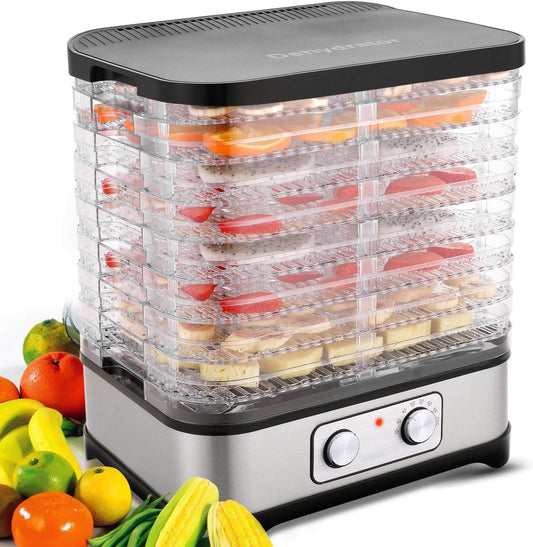 Dehydrator Dehydrator with Temperature Control, 8 Levels Removable Dehydrator, Temperature Control 35-70°C for Meat, Fruits, Vegetables and Nuts, 400 W, Button, BPA-Freew