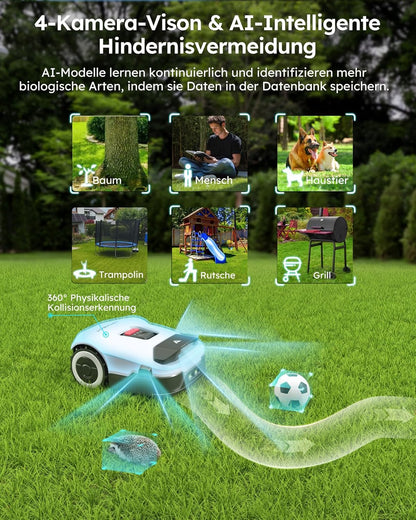 ANTHBOT Genie Mähroboter ohne Begrenzungskabel 3600 m², Full Band RTK + 4-Augen-Vision Roboter-Rasenmäher, 30+ Mehrzonen-Management, KI-Intelligente Hindernisvermeidung & Rasenpflege - Genie 3000f