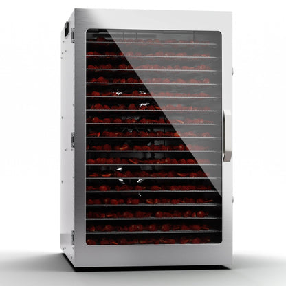 Klarstein Dörrgerät, Dörrautomat für Gemüse, Obst, Pilze & Fleisch, 1500W Edelstahl-Dörrautomat, Trockenautomat mit 16 Metallgitter, Dörrgerät mit 24H Timer & Touch-Display, Food Dehydratorw