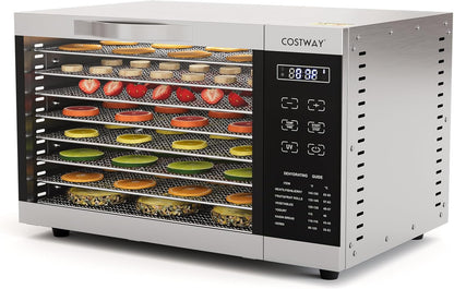 COSTWAY Dehydrator with 8 Grid Trays, 620W Dehydrator 30-70°C Temperature Control & 24H Timer, Overheating & Overload Protection, Food Dryer for Fruit, Meat, Vegetablesw