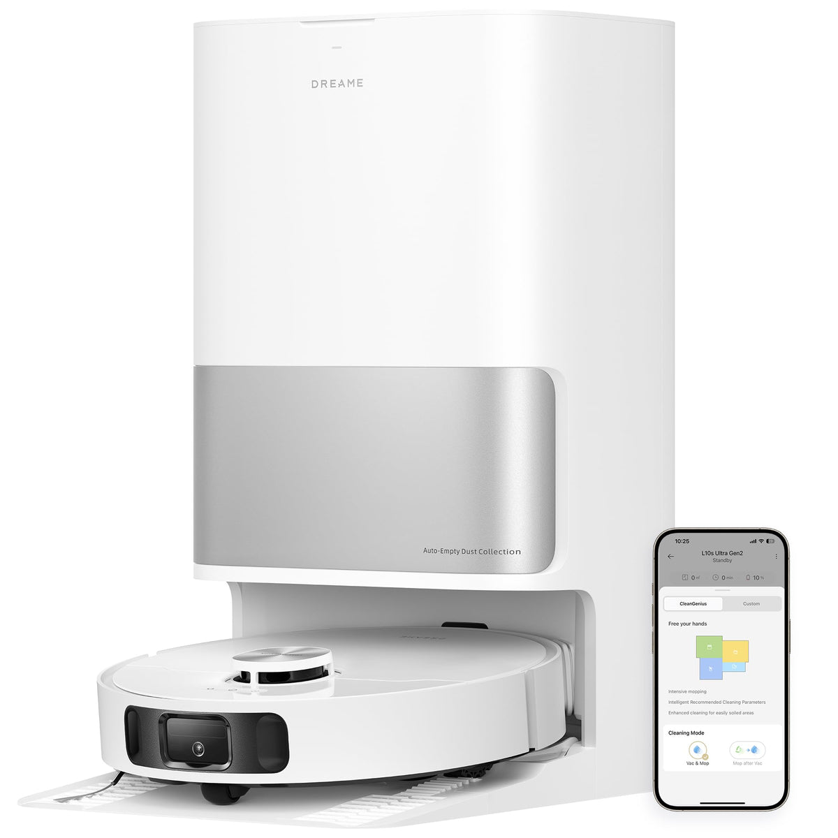 Dreame L10s Pro Ultra Heat, 7,000Pa, Heißwasser-Mopp, Teppicherkennung, Doppel-Mopp, Selbstreinigungf
