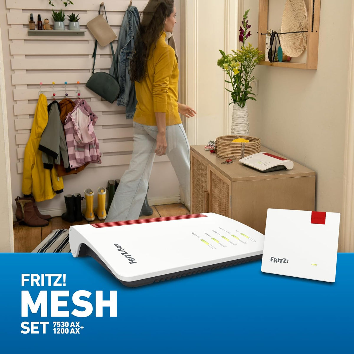 FRITZ!Mesh Set – 7530 AX Wi-Fi 6 Router + 1200 AX Repeater, bis 2.400 MBit/sw
