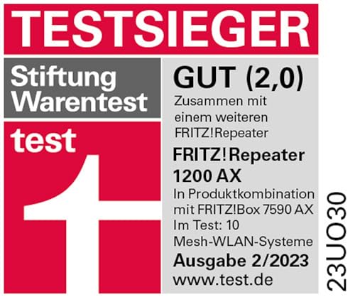 FRITZ!Repeater 1200 AX – Wi-Fi 6 Dualband Repeater mit bis zu 2.400 MBit/sw