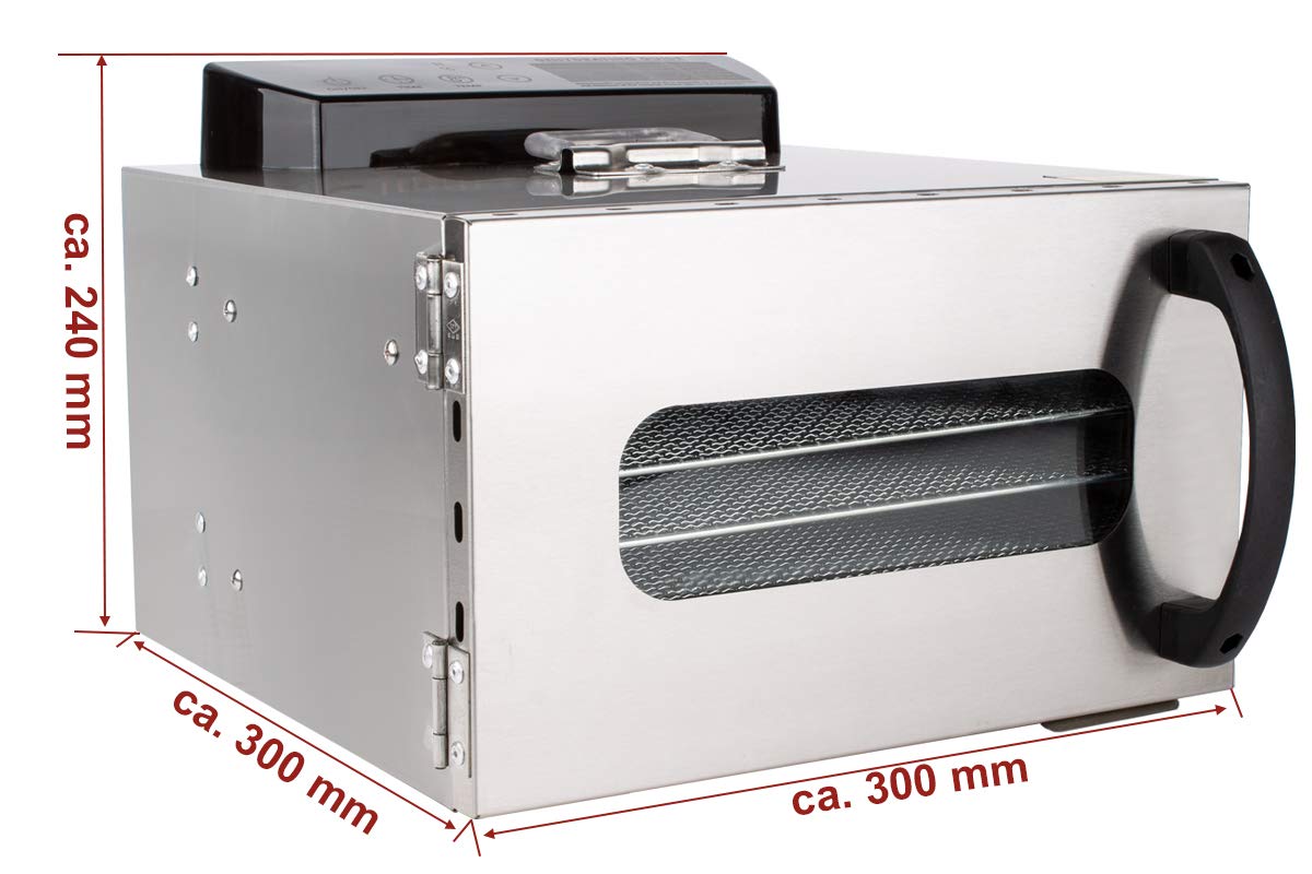 Beeketal 'BDA-15' Dörrautomat aus Edelstahl mit 10 Etagen, Zeitschaltuhr (max. 24h), einstellbarer Temperatur (30-90 °C) und LED Bedienfeld - Profi Gastro Dörrgerät inkl. 10 Einlegegitterw