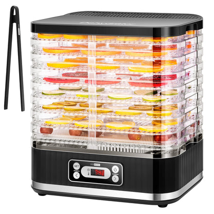 VIVOHOME Dörrautomat mit 8 Einlegefächern 400W BPA frei Dörrgerät mit Temperaturregler von 35°C bis 70°C inkl.72H Timer und Rezept für Fleisch,Obst,Haustier-Leckereienew