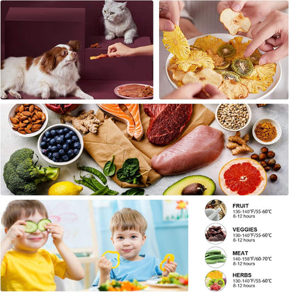 Dehydrator Dehydrator with Temperature Control, 8 Levels Removable Dehydrator, Temperature Control 35-70°C for Meat, Fruits, Vegetables and Nuts, 400 W, Button, BPA-Freew