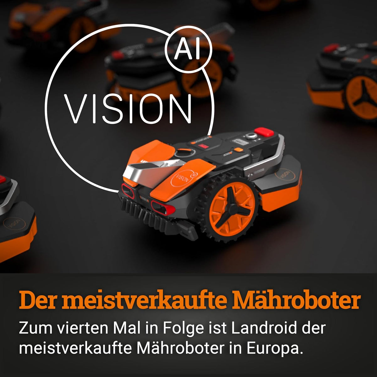 WORX Vision L1600 Mähroboter 1600 m² ohne Kabel, KI & Igelschutzf
