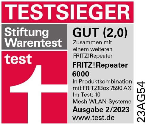 FRITZ!Repeater 6000 – Wi-Fi 6 Tri-Band Repeater mit bis zu 6.000 MBit/s & 2.5-LANw