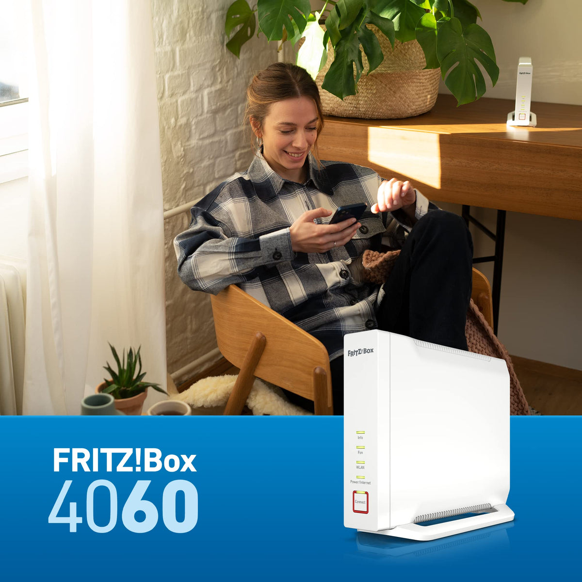 FRITZ!Box 4060 – Wi-Fi 6 Mesh Router mit 4.800 MBit/s, DECT & USB 3.0w