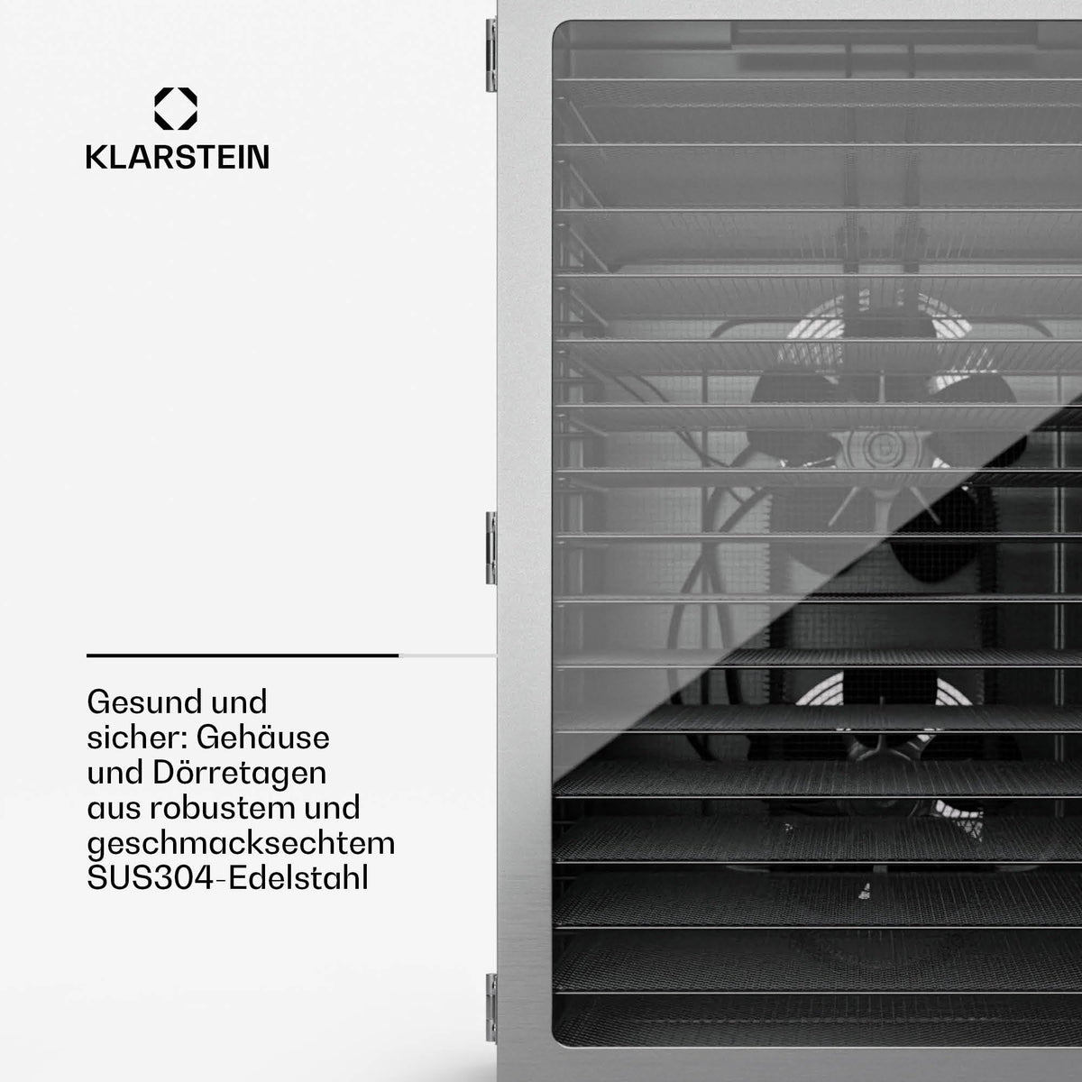 Klarstein Dörrgerät, Dörrautomat für Gemüse, Obst, Pilze & Fleisch, 1500W Edelstahl-Dörrautomat, Trockenautomat mit 16 Metallgitter, Dörrgerät mit 24H Timer & Touch-Display, Food Dehydratorw