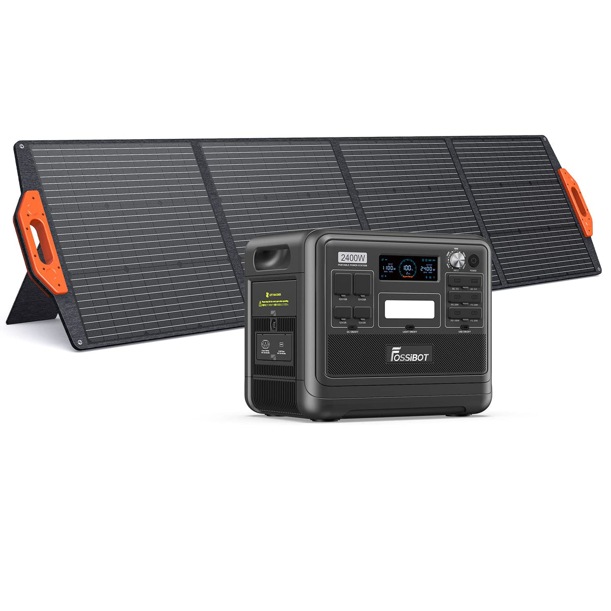 FOSSIBOT F2400 Powerstation 2400W (4800W Peak) mit 200W Solarpanelf