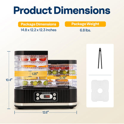 VIVOHOME Dörrautomat mit 8 Einlegefächern 400W BPA frei Dörrgerät mit Temperaturregler von 35°C bis 70°C inkl.72H Timer und Rezept für Fleisch,Obst,Haustier-Leckereienew