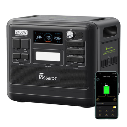 FOSSIBOT F2400 Powerstation 2400W (4800W Peak) mit 200W Solarpanelf