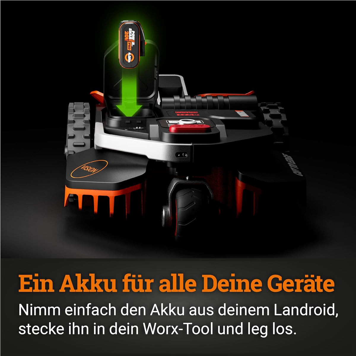 WORX Vision S250 Mähroboter 250 m² ohne Kabel, KI & Igelschutzf