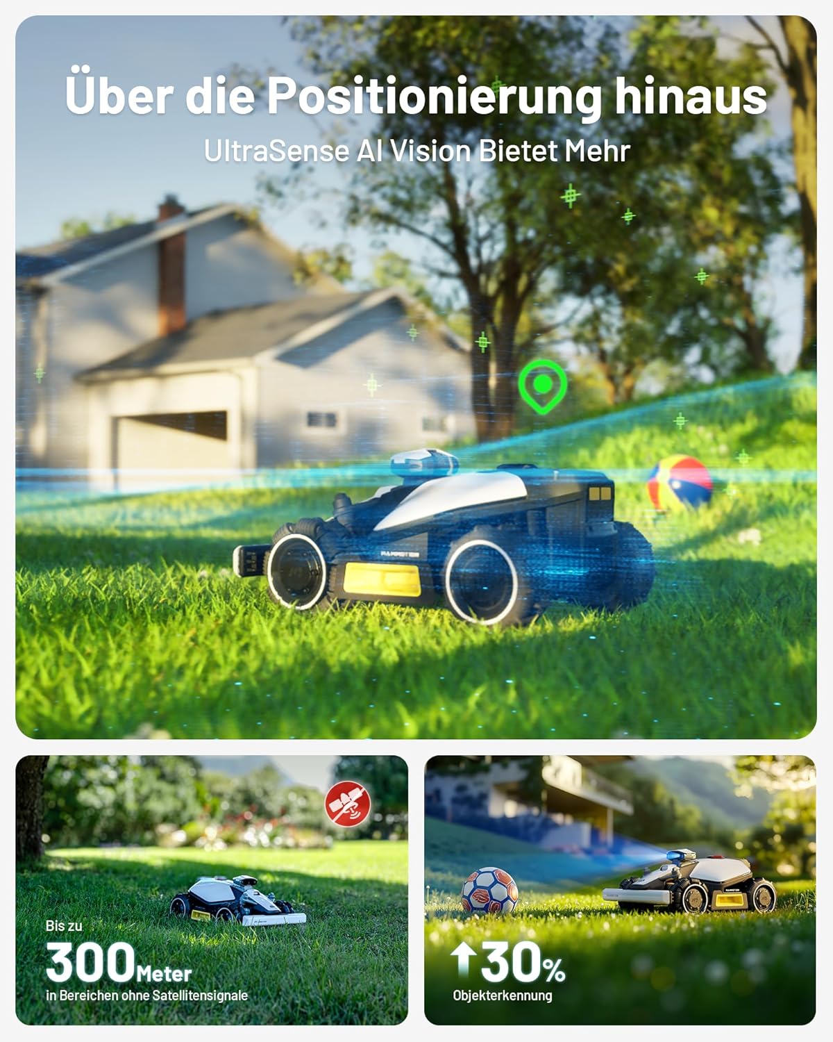 MAMMOTION LUBA mini AWD 800, 800m², Ohne Kabel, NetRTK+Vision, 4G, 80% Steigungf