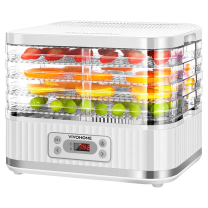 VIVOHOME Dörrautomat mit 8 Einlegefächern 400W BPA frei Dörrgerät mit Temperaturregler von 35°C bis 70°C inkl.72H Timer und Rezept für Fleisch,Obst,Haustier-Leckereienew