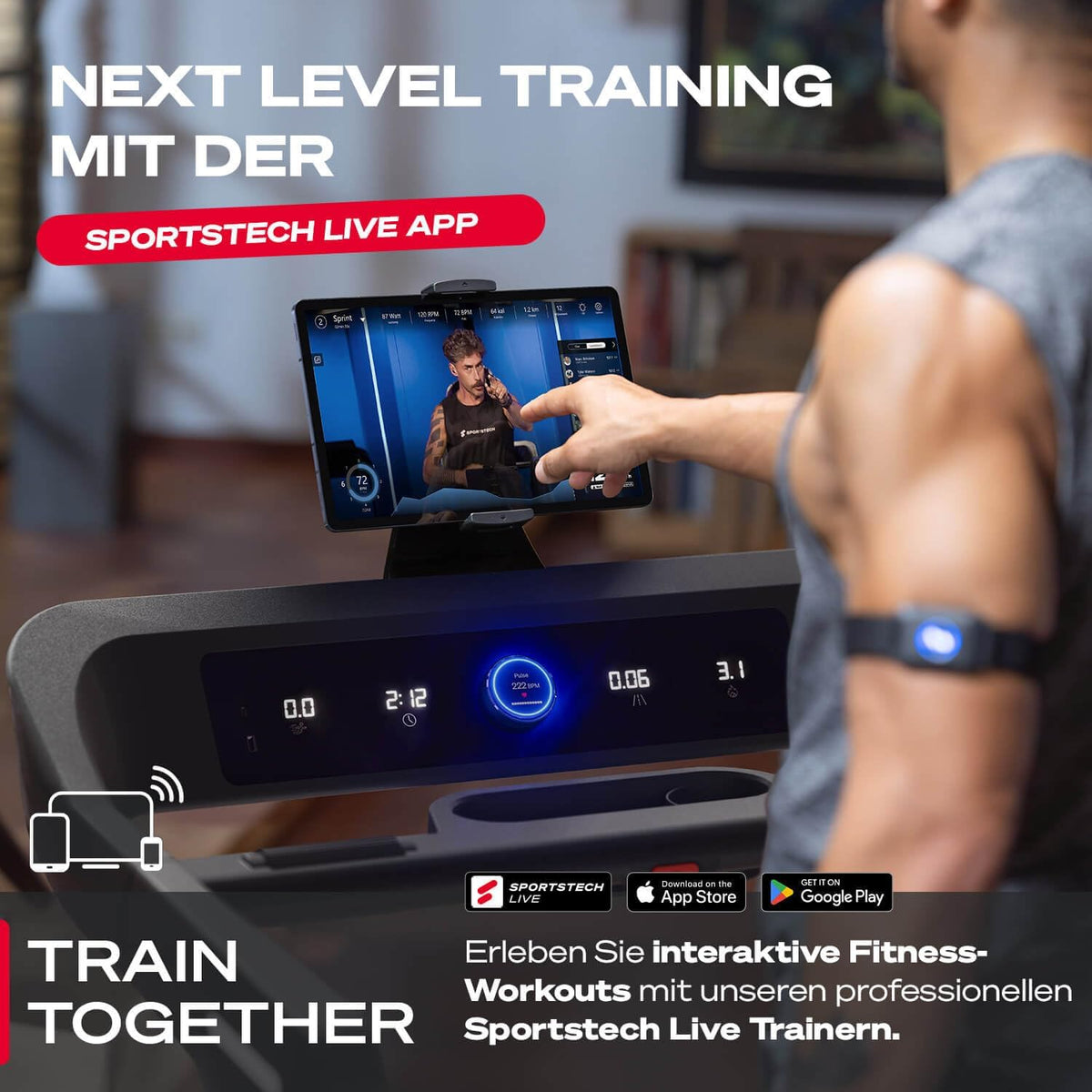 Sportstech sTread Pro/Lite: Klappbares Laufband, 20 km/h, 17 % Steigungl