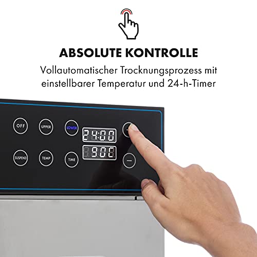 Klarstein Dörrautomat Edelstahl – 4.000-W-Dörrgerät, 48 Edelstahl-Einlegeböden, 30–90 °C, 24-Stunden-Timer, 6 Ventilatoren, 2 Trockenkammern, 50–55 dB, ideal für Obst, Gemüse, Fleisch, Kräuter, Silberw