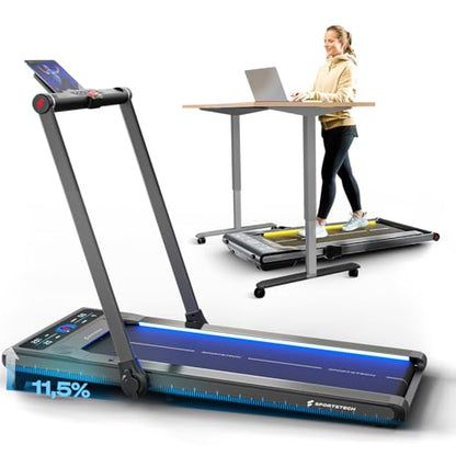 Sportstech Klappbares LED‑Laufband: Walking Pad mit Bluetooth‑Appl
