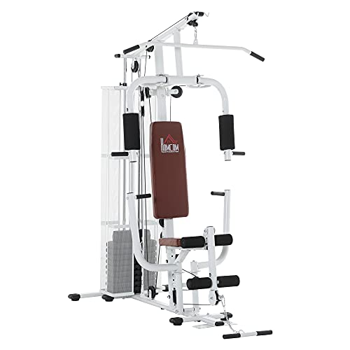 HOMCOM Multistation: Kraftstation mit Latzug, Butterfly & 45 kg Gewichtenl
