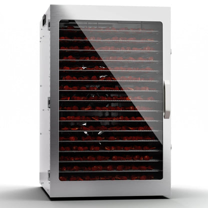Klarstein Dörrgerät, Dörrautomat für Gemüse, Obst, Pilze & Fleisch, 1500W Edelstahl-Dörrautomat, Trockenautomat mit 16 Metallgitter, Dörrgerät mit 24H Timer & Touch-Display, Food Dehydratorw