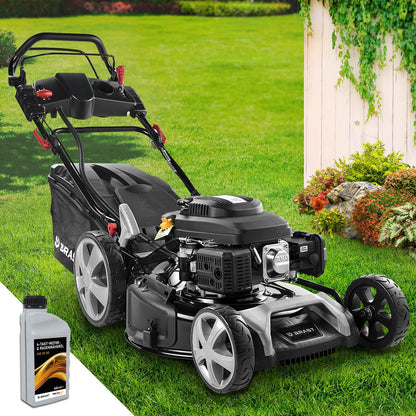 BRAST® Benzin Rasenmäher mit Antrieb | 5,2kW (7PS) | 55cm Schnittbreite | viele Modelle | TÜV | 30-80mm Schnitthöhe | 60L Fangkorb | 4 Takt OHV Motor | Stahlgehäuse | Speedf