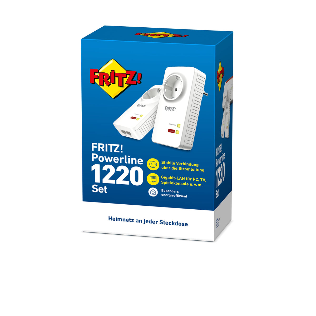 FRITZ!Powerline 1220 Set – 1.200 MBit/s mit 2x Gigabit-LAN pro Adapterw