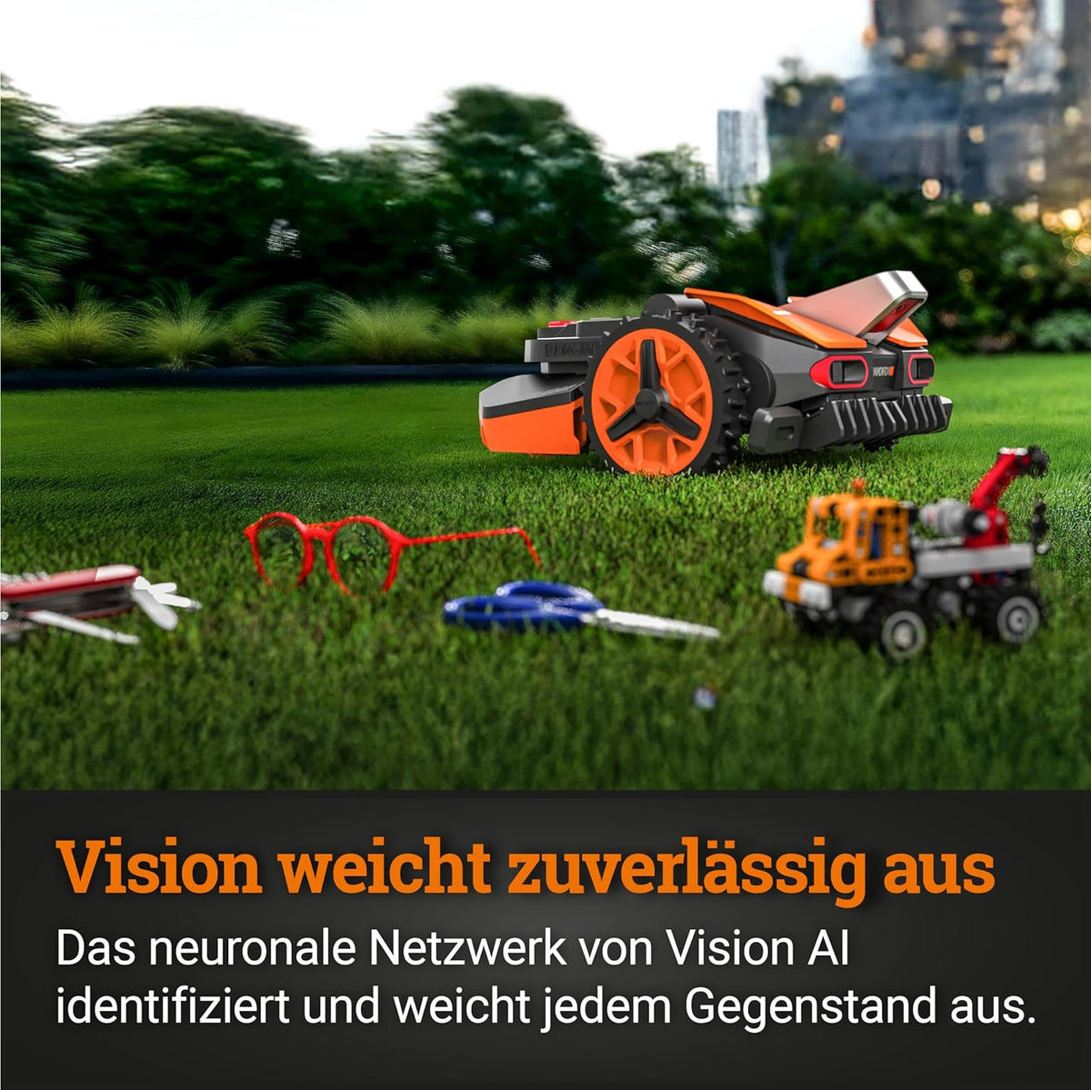 WORX Vision S250 Mähroboter 250 m² ohne Kabel, KI & Igelschutzf